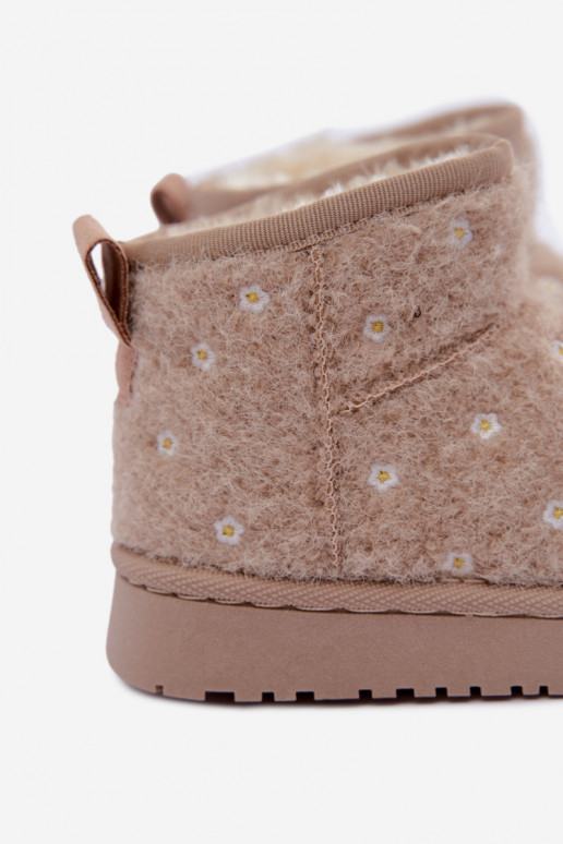 Botas de neve infantis na cor areia com motivos florais Lunabelle