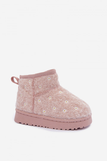 Botas de neve infantis na cor rosa com motivos florais Lunabelle