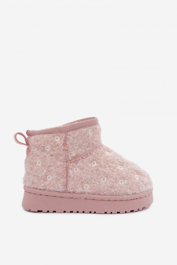 Botas de neve infantis na cor rosa com motivos florais Lunabelle 2