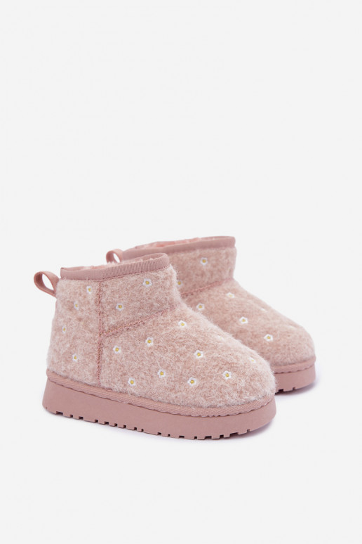 Botas de neve infantis na cor rosa com motivos florais Lunabelle