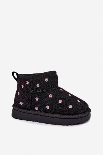 Botas de neve infantis na cor preta com motivos florais Lunabelle