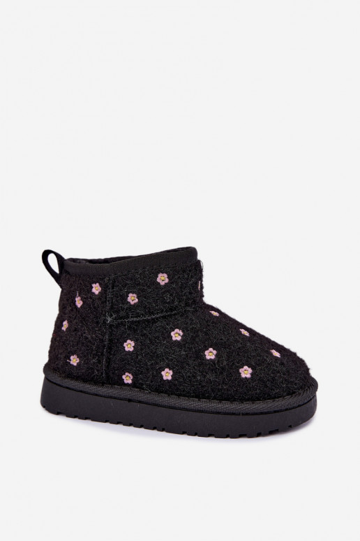 Botas de neve infantis na cor preta com motivos florais Lunabelle