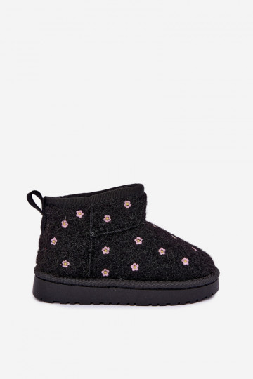 Botas de neve infantis na cor preta com motivos florais Lunabelle 2