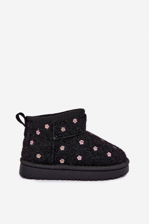 Botas de neve infantis na cor preta com motivos florais Lunabelle