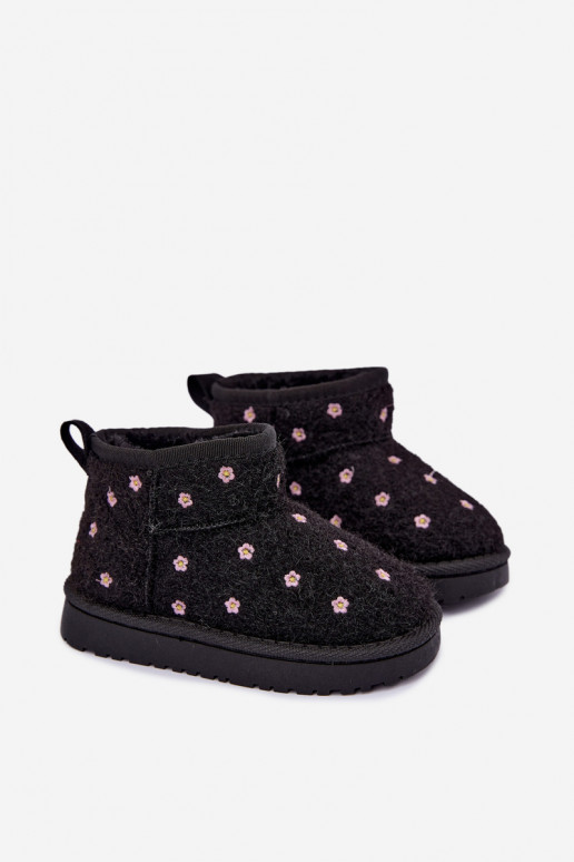 Botas de neve infantis na cor preta com motivos florais Lunabelle
