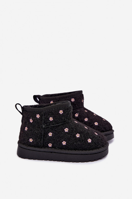 Botas de neve infantis na cor preta com motivos florais Lunabelle