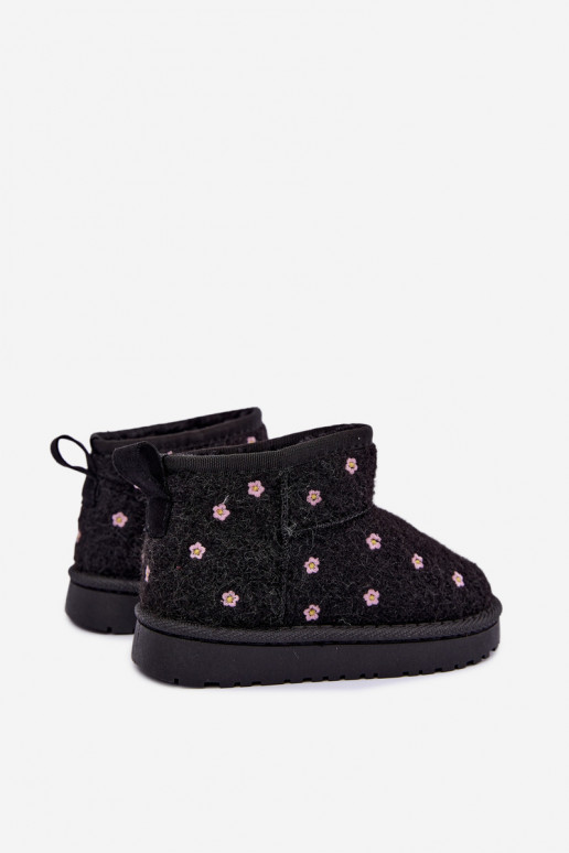Botas de neve infantis na cor preta com motivos florais Lunabelle
