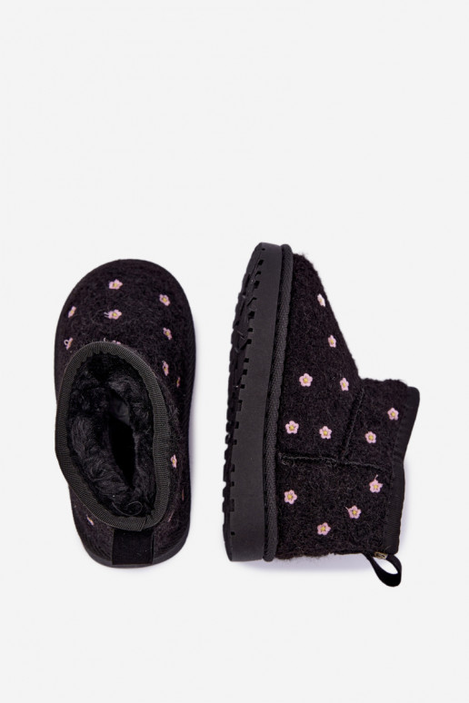 Botas de neve infantis na cor preta com motivos florais Lunabelle