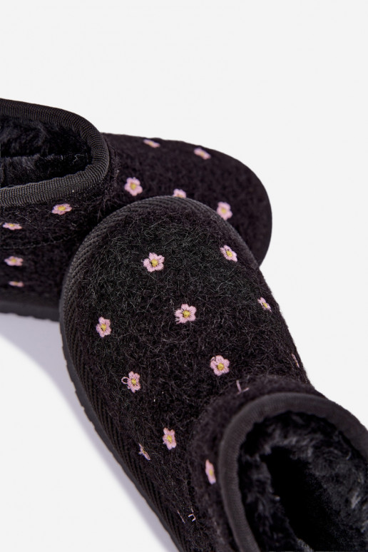 Botas de neve infantis na cor preta com motivos florais Lunabelle