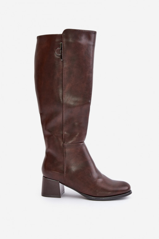 Botas altas com salto de couro sintético castanhas Izanae
