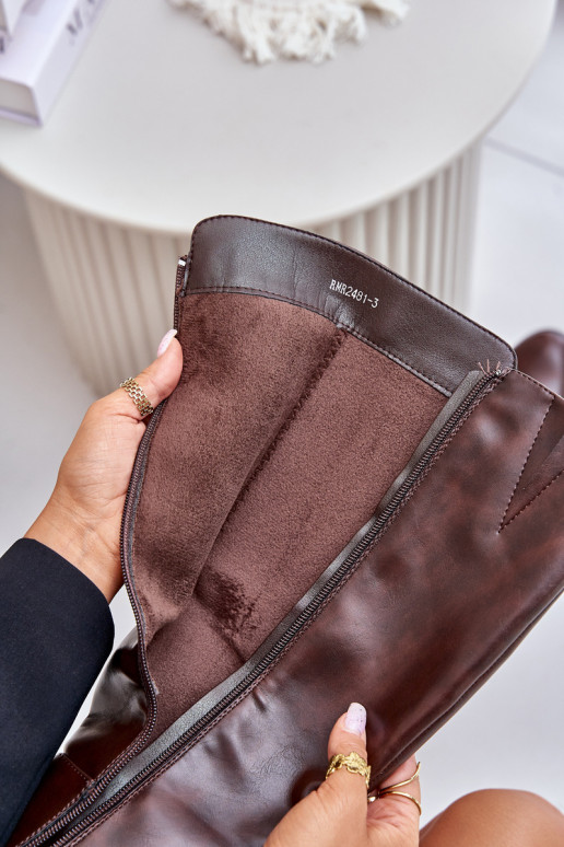 Botas altas com salto de couro sintético castanhas Izanae