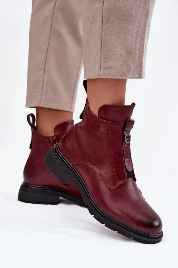 Botins quentes femininos com detalhes decorativos bordô Roselle