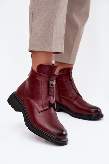 Botins quentes femininos com detalhes decorativos bordô Roselle 2