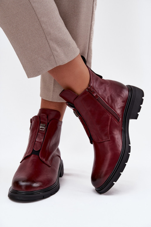 Botins quentes femininos com detalhes decorativos bordô Roselle