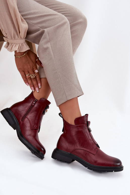 Botins quentes femininos com detalhes decorativos bordô Roselle