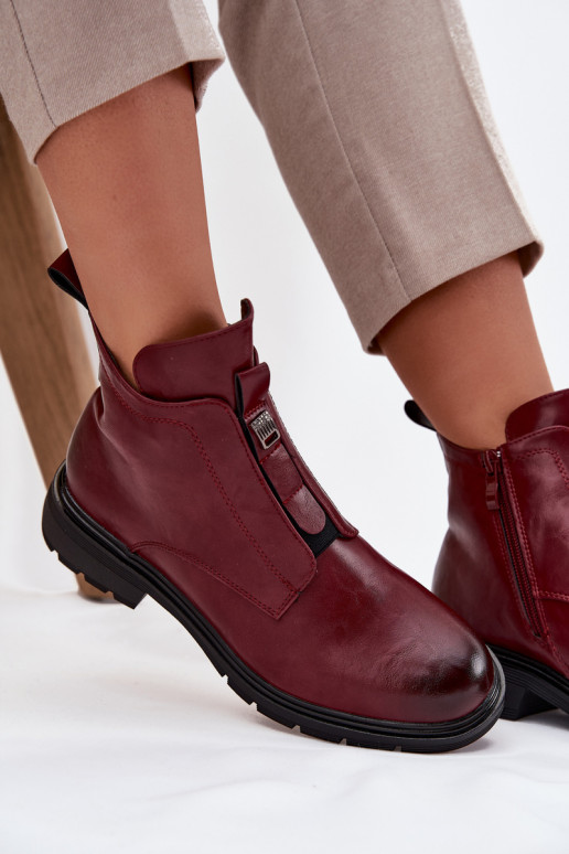 Botins quentes femininos com detalhes decorativos bordô Roselle