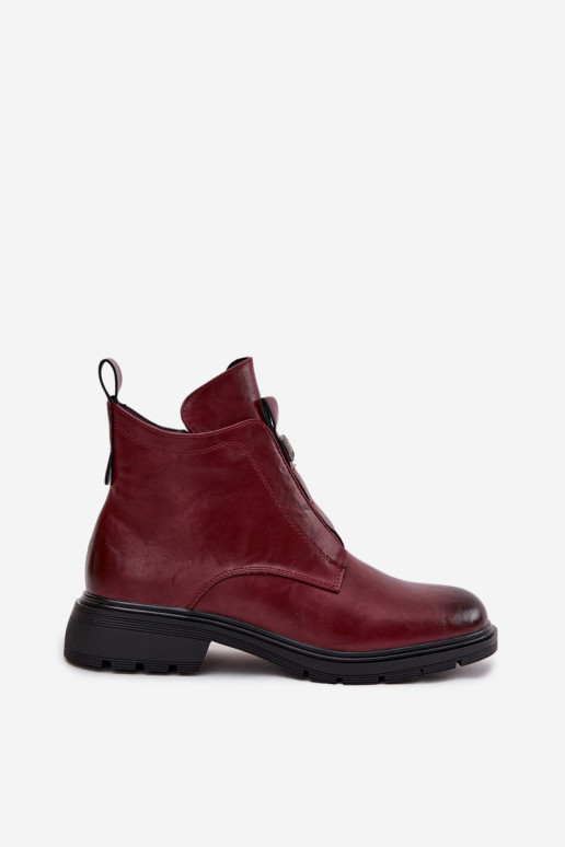 Botins quentes femininos com detalhes decorativos bordô Roselle
