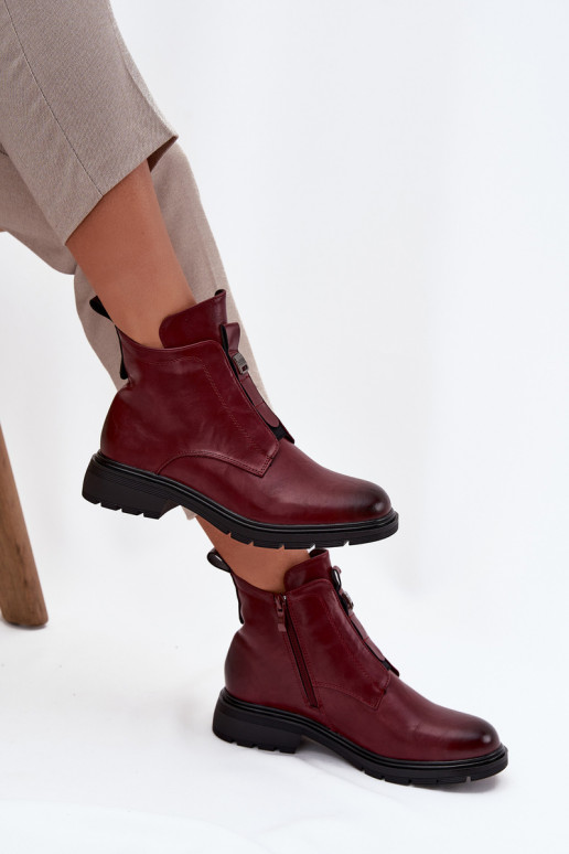 Botins quentes femininos com detalhes decorativos bordô Roselle
