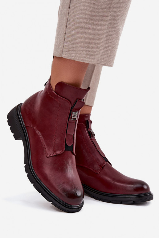 Botins quentes femininos com detalhes decorativos bordô Roselle