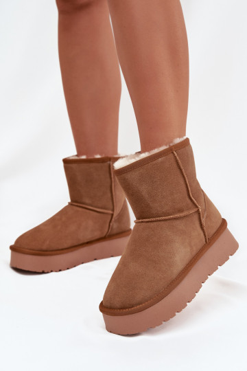 Botas de neve marrons femininas em camurça sintética com plataforma Privine 2
