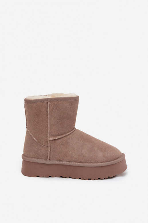 Botas de neve bege femininas em camurça sintética com plataforma Privine