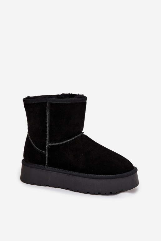Botas de neve pretas femininas em camurça sintética com plataforma Privine