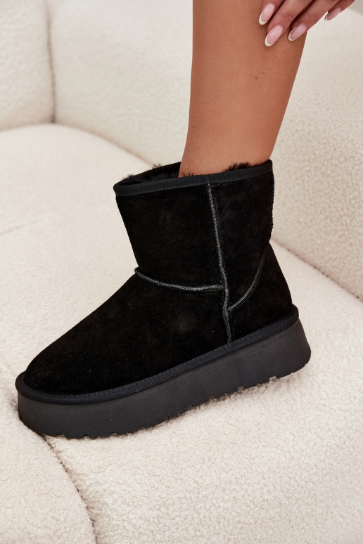 Botas de neve pretas femininas em camurça sintética com plataforma Privine
