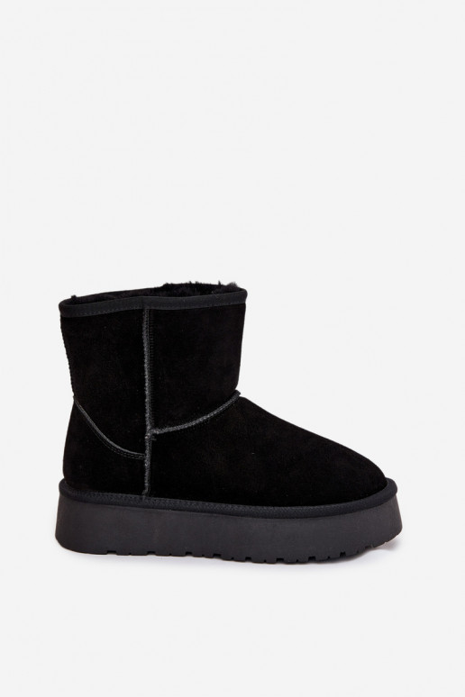 Botas de neve pretas femininas em camurça sintética com plataforma Privine