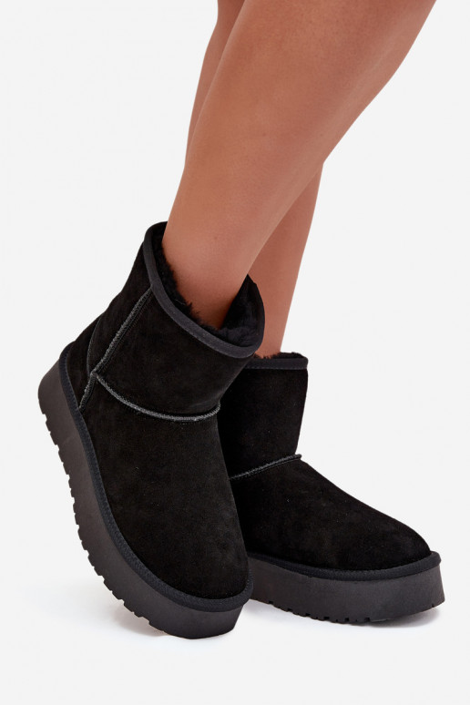 Botas de neve pretas femininas em camurça sintética com plataforma Privine