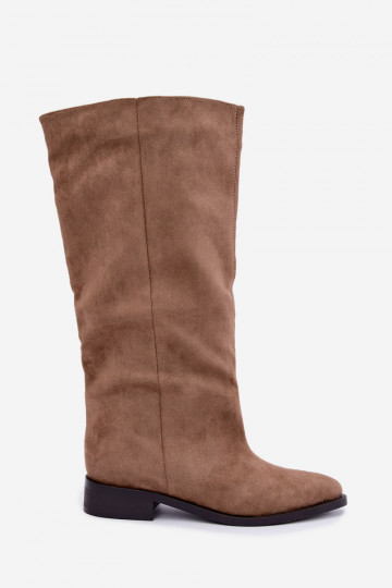 Botas altas slip-on com saltos largos na cor areia Cadorine 2