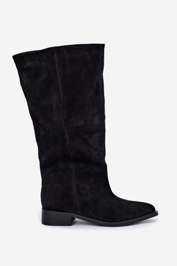 Botas altas slip-on com saltos largos na cor preta Cadorine 2