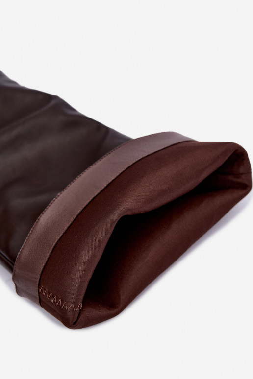 Botas altas slip-on femininas com saltos pontudos acima do joelho na cor chocolate Emorine