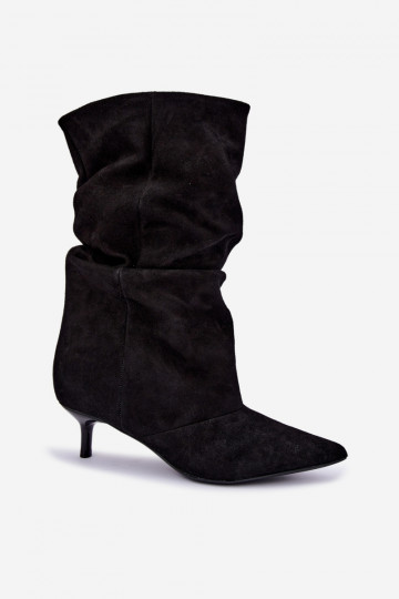 Botins Slouchy slip-on com saltos na cor preta Falisette