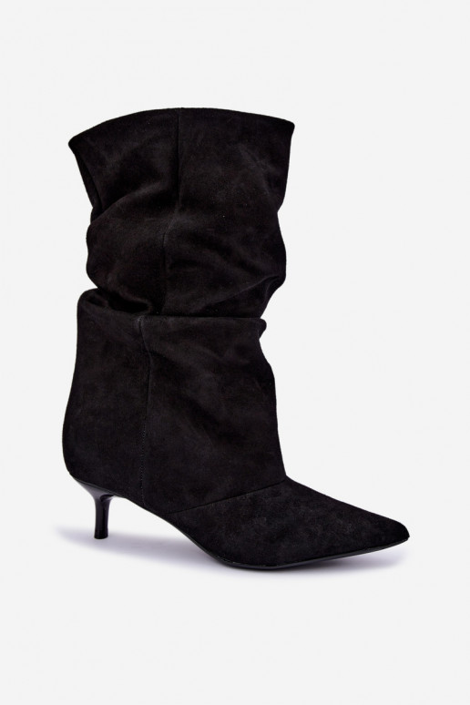 Botins Slouchy slip-on com saltos na cor preta Falisette