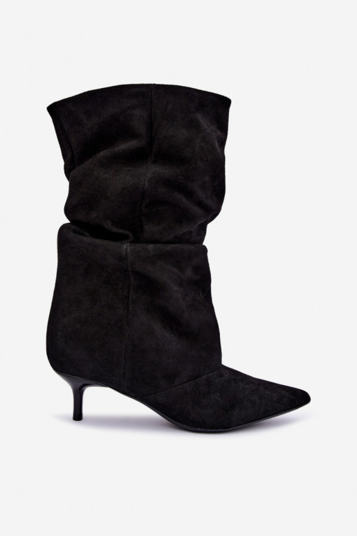 Botins Slouchy slip-on com saltos na cor preta Falisette