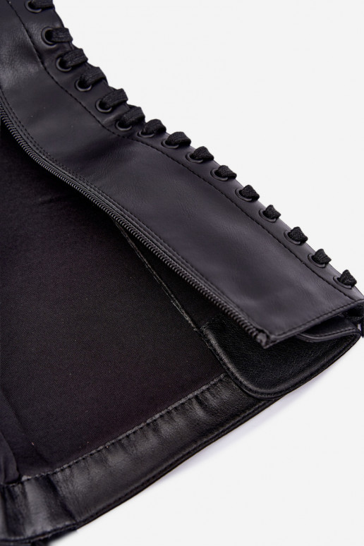 Botas altas femininas aquecidas com plataforma e cadarços na cor preta Kasmina