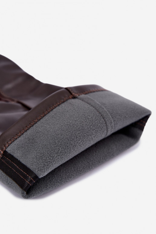 Botas altas femininas com plataforma e saltos em couro sintético cor chocolate Nesalie