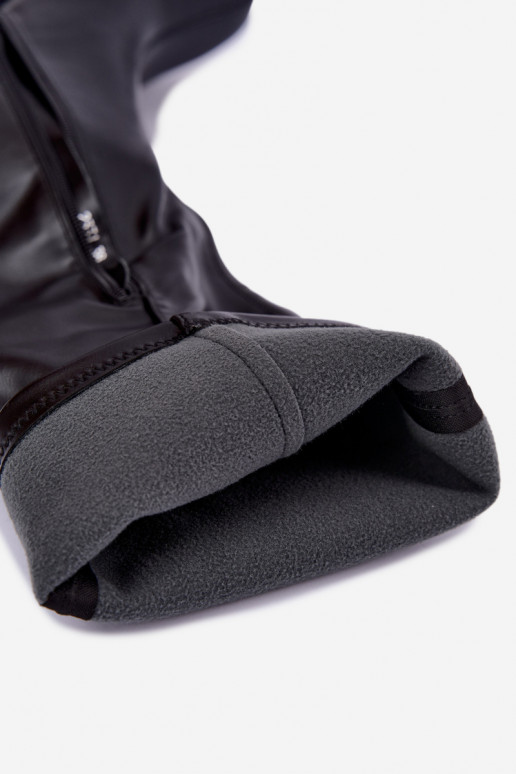 Botas altas femininas com plataforma e saltos em couro sintético preto Nesalie