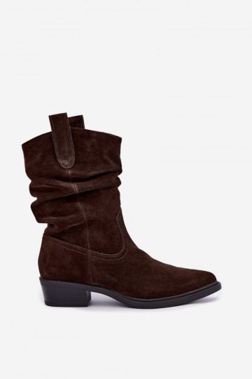 Botins de estilo cowboy marrons em camurça sintética isolados Sergio Leone BT-16 2