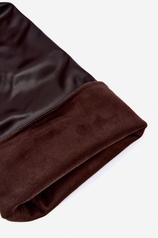 botas altas femininas com saltos finos acima do joelho na cor chocolate Aderelle