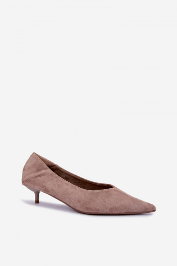 sapatos de salto baixo na cor areia Joresta