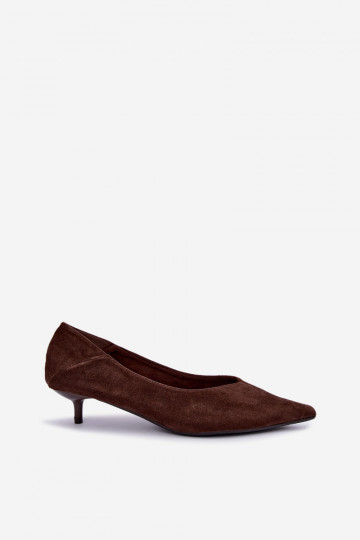 sapatos de salto baixo na cor chocolate Joresta 2