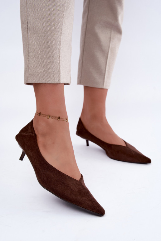 sapatos de salto baixo na cor chocolate Joresta