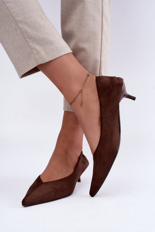 sapatos de salto baixo na cor chocolate Joresta