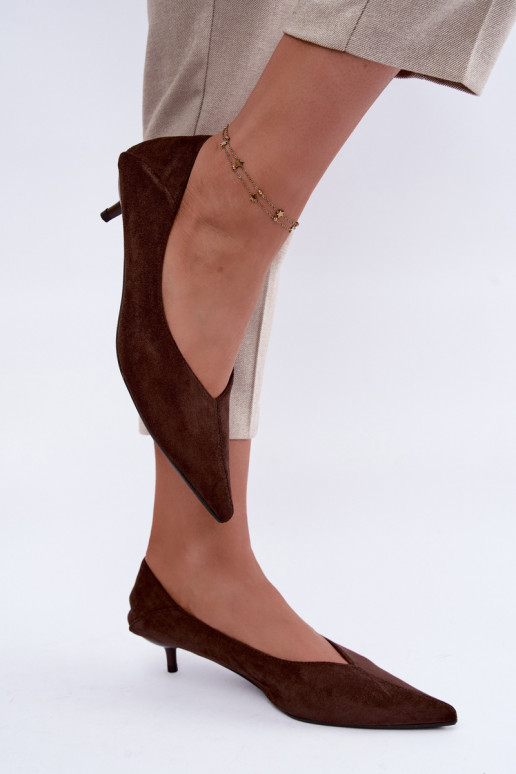 sapatos de salto baixo na cor chocolate Joresta