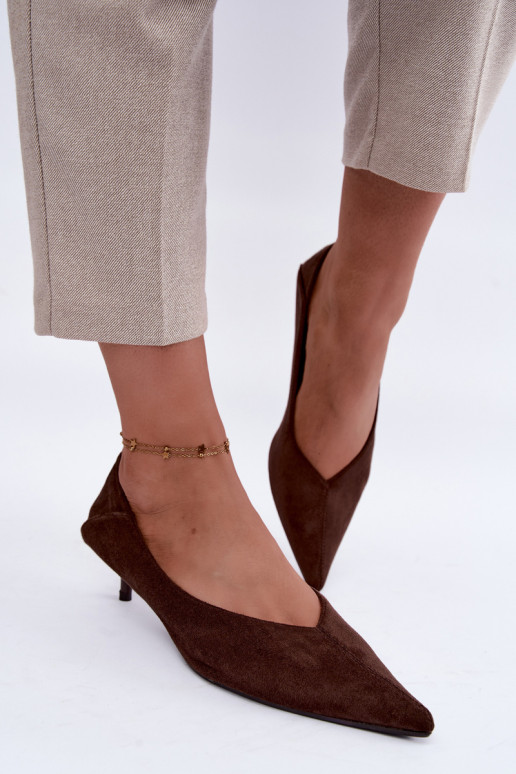 sapatos de salto baixo na cor chocolate Joresta