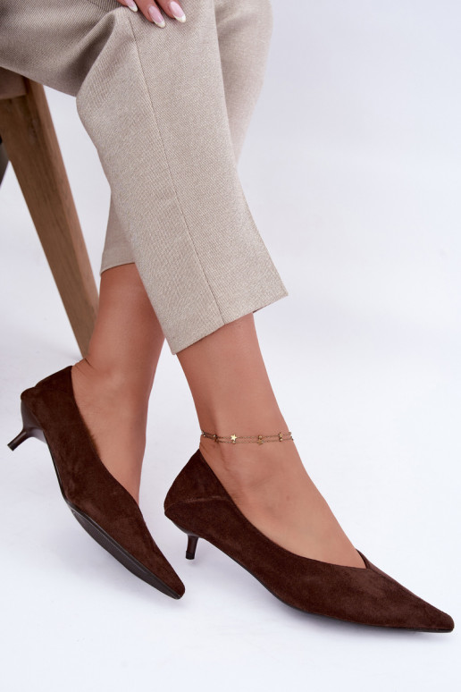 sapatos de salto baixo na cor chocolate Joresta