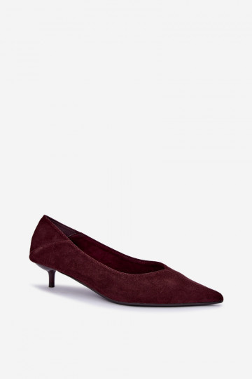 sapatos de salto baixo na cor bordô Joresta