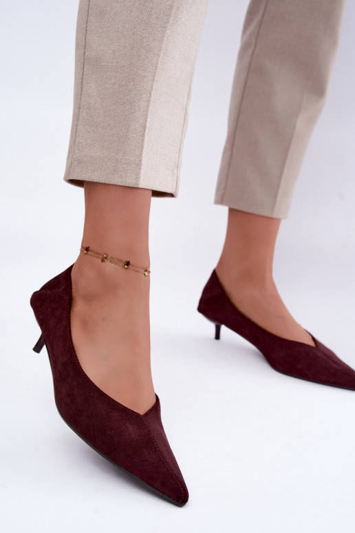 sapatos de salto baixo na cor bordô Joresta