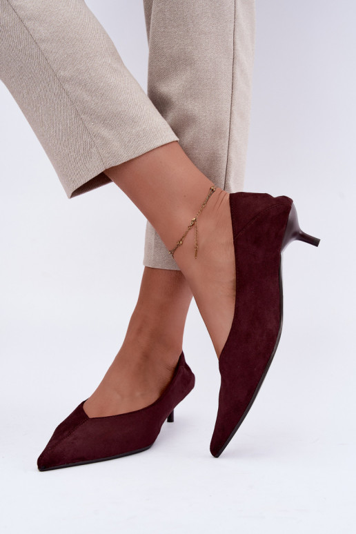 sapatos de salto baixo na cor bordô Joresta